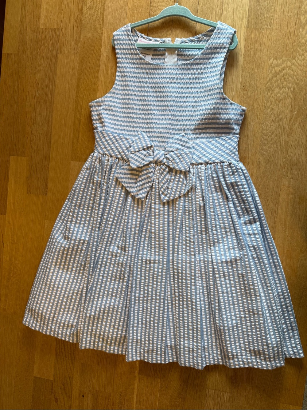 Bonnie Jean Blue Seersucker Dress with Bow Size 8